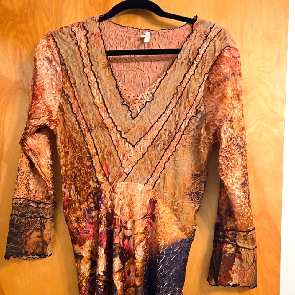 Never Worn Midi Dress. A Line With Long Sleeves And Beaded At The V Neck.